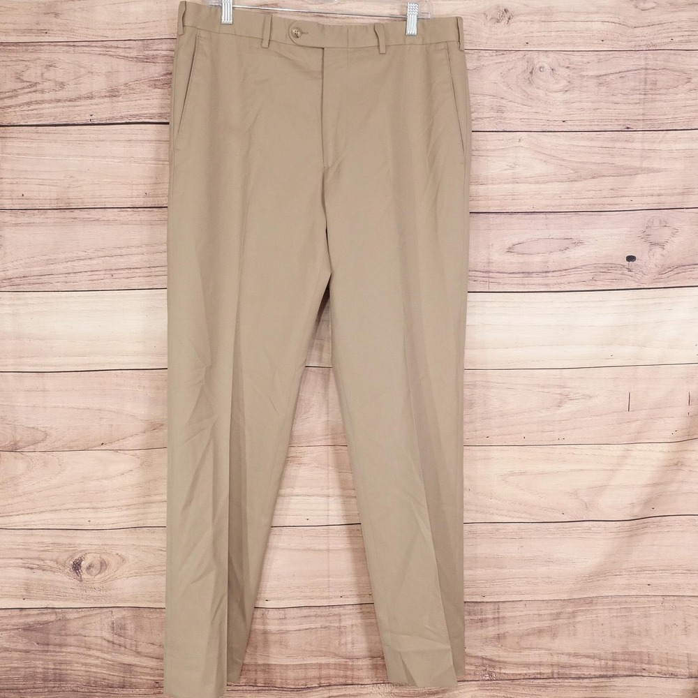JB Britches Torino Dress Pants Mens 34R‎ Beige Wool Made Italy Regular Fit